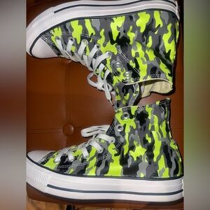 Converse High-Top Neon Camouflage Sneakers size 7